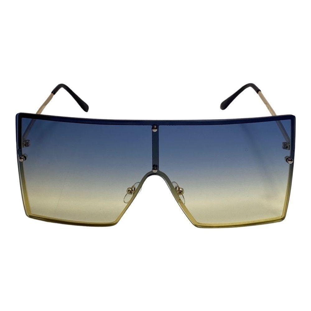 6104 | Blue/Yellow Rimless Square Sunglasses